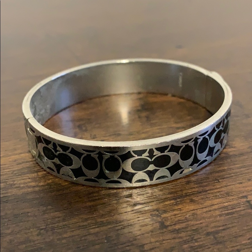 Coach silver and black clasp bracelet